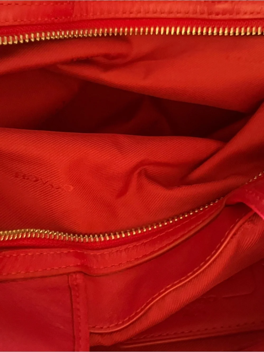 Coach Signature Canvas Shoulder Bag with Red Leather Trim